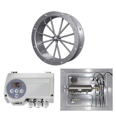 Rundes Staugitter + Messumformer + Abreinigungseinheit